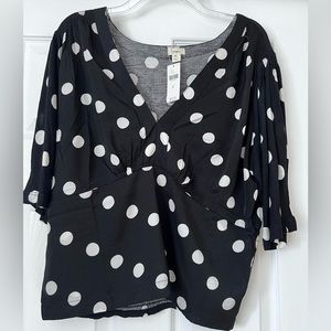 Anthropologie NWT Polka Dot Blouse XL